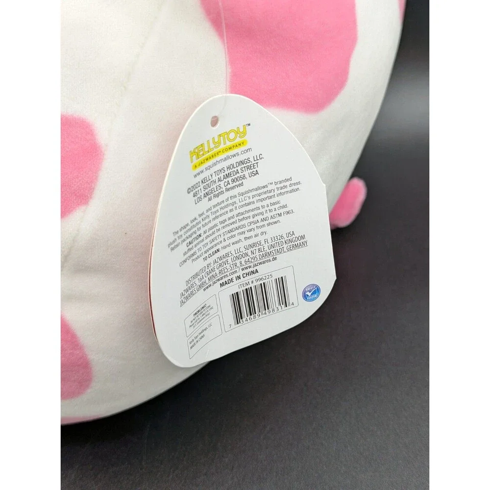 Kellytoy Squishmallows Evangelica the Pink Cow 12 Inch Valentine's Day Plush
